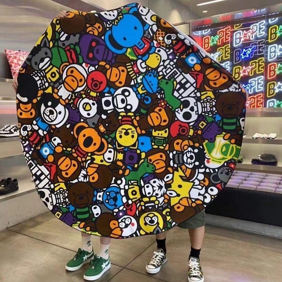 BNWT BAPE Bathing Ape Baby Milo Large Safari Circular Multicolor Towel - Picture 2 of 3